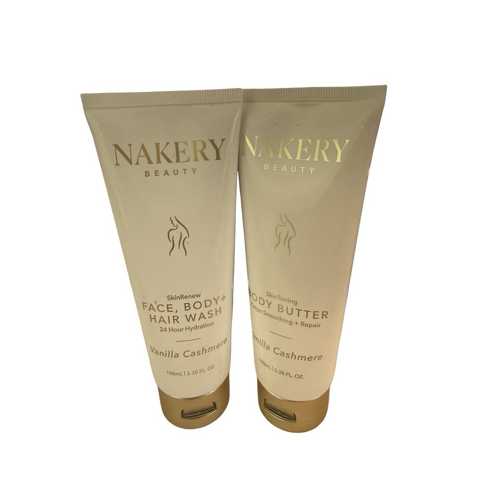 Nakery Body Butter & Face, Body + Hair Wash (Vanilla Cashmere) 3.38 Fl Oz - NEW